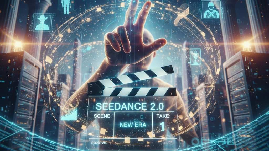 Digital art representing Seedance 2.0 AI, human creativity, and intellectual property protection